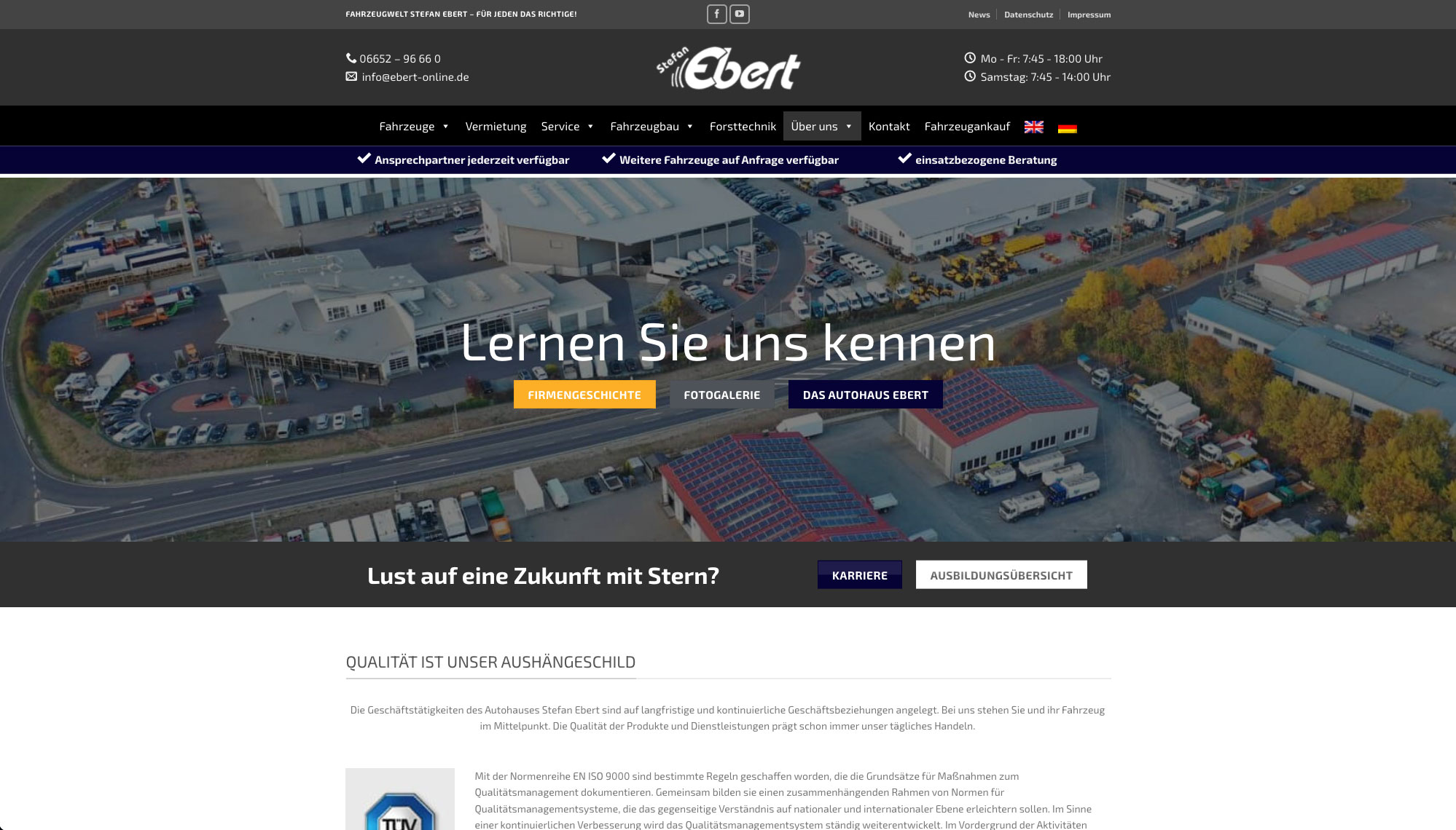 Convert GmbH CO KG - Projektstory Stefan Ebert Fahrzeugwelt - Screenshot Über uns
