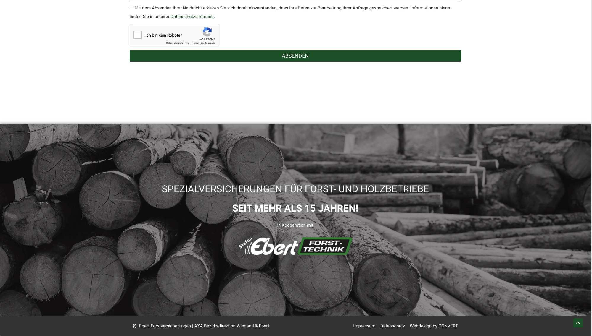 Convert GmbH CO KG - Projektstory EBERT Forstversicherungen - Screenshot Spezialversicherungen